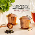 Tea Infuser Set of 2 with Tea Scoop & Drip Trays - Image 8