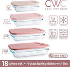 COOK WITH COLOR 8 PC. Glass Baking Dish Set with Lids - Image 3