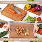 Solid Teak Wood Cutting Board Set One Piece Non Glued Large Thick Crack - Image 5