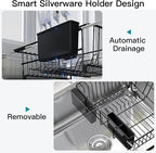 Dish Drying Rack Over the Sink In Stainless Steel Black Expandable Drainer - Image 9