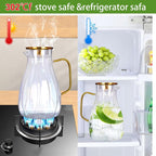 68 oz Glass Pitcher with Lid Water Pitcher with Handle and Spout Heat Resistant - Image 6