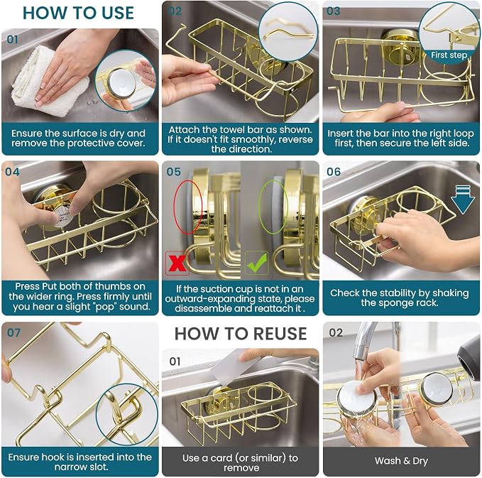 TAILI 4-in-1 Sponge Holder for Kitchen Sink - Image 8