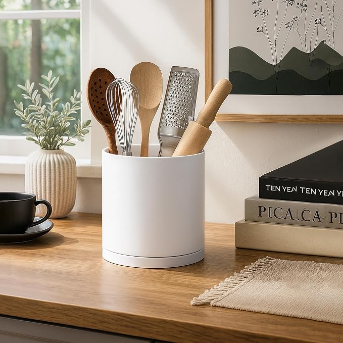 D'vine Dev 360° Rotating Utensil Holder – 7.2" Kitchen Utensil Crock - Image 3