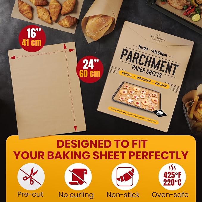 Full Sheet Pan 16 x 24 Inch Parchment Paper Baking Sheets by Baker’s Signature - Image 3