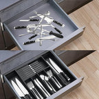 VaeFae Bamboo Silverware Drawer Organizer Kitchen, Expandable Utensil Organizer - Image 6