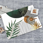 Mid Century Dish Drying Mat 18x24 Inch Boho Green Gold Tropical Leaf Sunset - Image 4