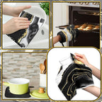 Leinuosen 8 Pcs Black Marble Kitchen Decor Dish Towels and Oven Mitts Sets Pot - Image 6