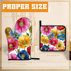 Poppy Flower Oven Mitts and Pot Holders - Image 2