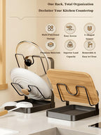 Pot Lid Holder Organizer, Carbon Steel Kitchen Pot Lid Rack - Image 3