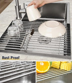 Tomorotec 17.7" x 12.5" Roll Up Dish Drying Rack Over Sink Drying Rack Sink - Image 2