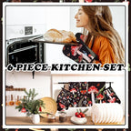 Bencailor 6 Pcs Mushroom Kitchen Towels Oven Mitts and Pot Holders Set - Image 2