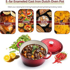 E-far Dutch Oven Pot with Lid, 5 Quart Enameled Cast Iron Round Dutch Oven - Image 3