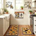 Fourluoo 10 Pcs Bee Kitchen Decor Set Kitchen Towels Rugs Oven Mitts and Pot - Image 5