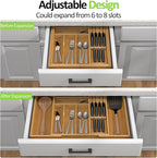 Bamboo Kitchen Drawer Organizer, Expandable Silverware Organizer - Image 3