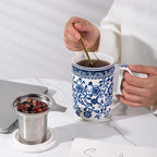 AmorArc Porcelain Tea Mug with Infuser and Lids, 18 Oz Coffee Cup Strainer with - Image 6