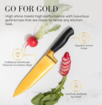 Black and Gold Knife Set with Block and Sharpener – 14-Piece Full Tang Golden - Image 4