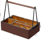 PTSTING Silverware Caddy with Handle Acacia Wood Utensil Holder Paper Plate - Image 5