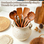 Rustic Kitchen Utensil Holder for Countertop, 7.6x4.9In Large Ceramic Cooking - Image 8