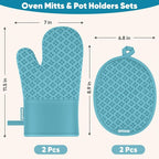 Oven Mitts and Pot Holders 4 Sets, Heat Resistant 500 ℉ Oven Mitt and Pot Holder - Image 2