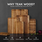 5 Pack Teak Wood Cutting Board Set - Image 3