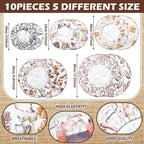 Patelai 10 Pcs Bowl Covers Reusable in 5 Size Stretch Cloth Fabric Elastic Food - Image 3