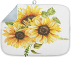 Sanwarm Absorbent Dish Drying Mat, Bouquet Daisy Flower Sun Sunflowers by SanwarmHomeDecor