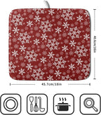 Christmas Dish Drying Mat for Kitchen Counter 18x16 Inch Xmas Snowflake Drying - Image 4