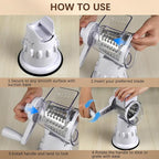 Rotary Cheese Grater Hand Crank, Vegetable Slicer - Image 7