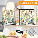Wildflowers Butterfly Oven Mitts and Pot Holders Sets 4Pcs, Extra Long Oven - Image 2