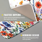 Watercolor Flower Dish Drying Mat 16x18 Inch Floral Butterfly Dish Drainer - Image 3