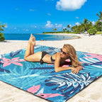 WIWIGO Beach Blanket Waterproof Sandproof Beach Mat 79" X 83"/10'x9'for 2-8 - Image 4