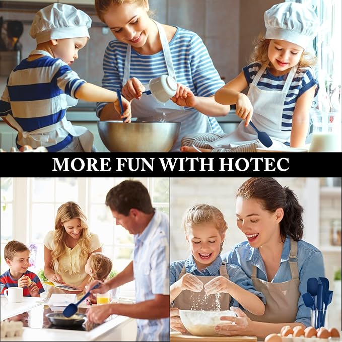 HOTEC 600℉ Heat Resistant BPA-Free Silicone Rubber Spatula Set, Kitchen Cooking - Image 7