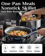 Honeycomb Stainless Steel Nonstick Frying Pan, Induction Cooktop Compatible - Image 4