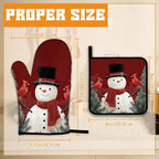 Christmas Snowman Oven Mitts and Pot Holders, Cardinal Heat Resistant Oven - Image 2