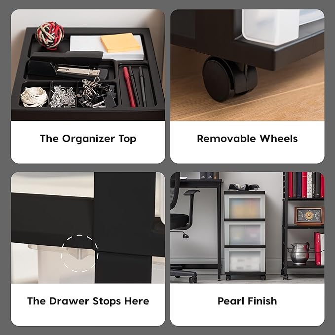 IRIS USA Plastic Drawer Storage Organizer Rolling Cart, - Image 4