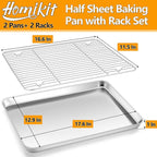 Homikit Baking Sheet with Rack Set, 18x13 Inches Stainless Steel Half Cookie - Image 2
