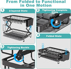 2-Tier Dish Racks for Kitchen Counter, Stainless Steel Kitchen Dish Drying Rack - Image 4