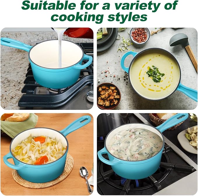 HaSteeL 1 QT Cast Iron Saucepan, Mini Enamel dutch oven - Image 7