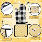 Fourluoo 10 Pcs Bee Kitchen Decor Set Honey Bee Dish Towels Rugs Oven Mitts and - Image 5