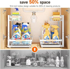 Sevenblue 2 Packs Under Sink Organizer, Height Adjustable 2 Tier Under Kitchen - Image 4