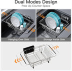 Apartment RV Small Dish Drainer Drying Rack Over The Sink In Stainless Steel - Image 2