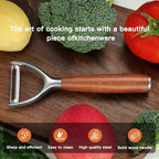 Premium Y Type 304 Stainless Steel Multifunctional Kitchen Peeler Real Wood - Image 5