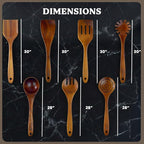 7Pcs Wooden Kitchen Utensil Set, Premium Natural Acacia Wood Cooking Utensils - Image 2
