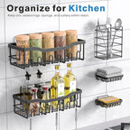 EUDELE 5-Pack Rustproof Stainless Steel Shower Caddy Set– No Drill Adhesive - Image 7