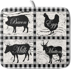 Farmhouse Animal Dish Drying Mat Buffalo Plaid Drainer Rack Mats Fast Dry by Giwawa