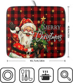 Merry Christmas Santa Claus Red Buffalo Plaid Dish Drying Mat - Image 2
