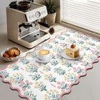 LOKHOM Scalloped Floral Dish Drying Mat, Cuttable Hide Stain Non-slip Drying Mat - Image 4