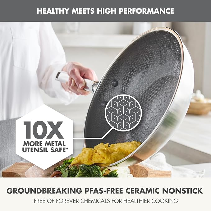 GreenPan Hybrid 11” Nonstick Stainless Steel Wok Pan, APEX Tri-Ply Thermobond - Image 3