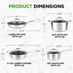 NutriChef 8-Piece Triply Cookware Set Stainless Steel - Image 2