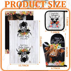 Bencailor 6 Pcs Cattle Kitchen Towels Oven Mitts and Pot Holders Set Decorative - Image 3